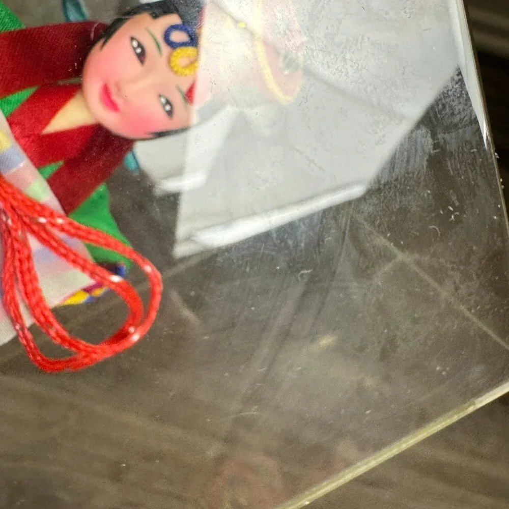 Vintage Korean Native Dolls Vibrant Colors in Plastic Display Case Made in Korea